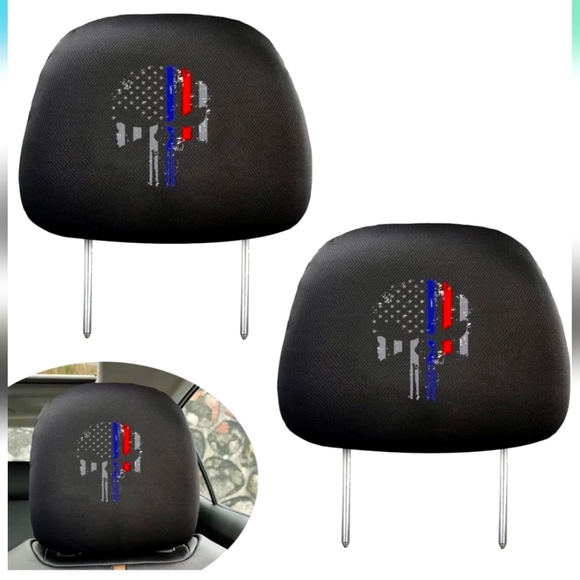 2 Punisher skull headrest covers - Picture 1 of 1